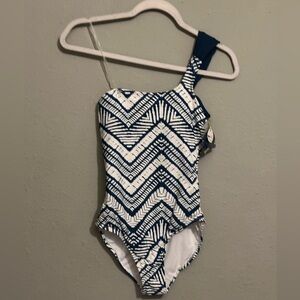 Mynah Blue & White One-Piece Swimsuit - XS